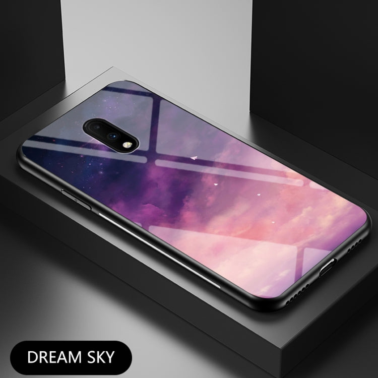 For OnePlus 7 Starry Sky Painted Tempered Glass TPU Shockproof Protective Case