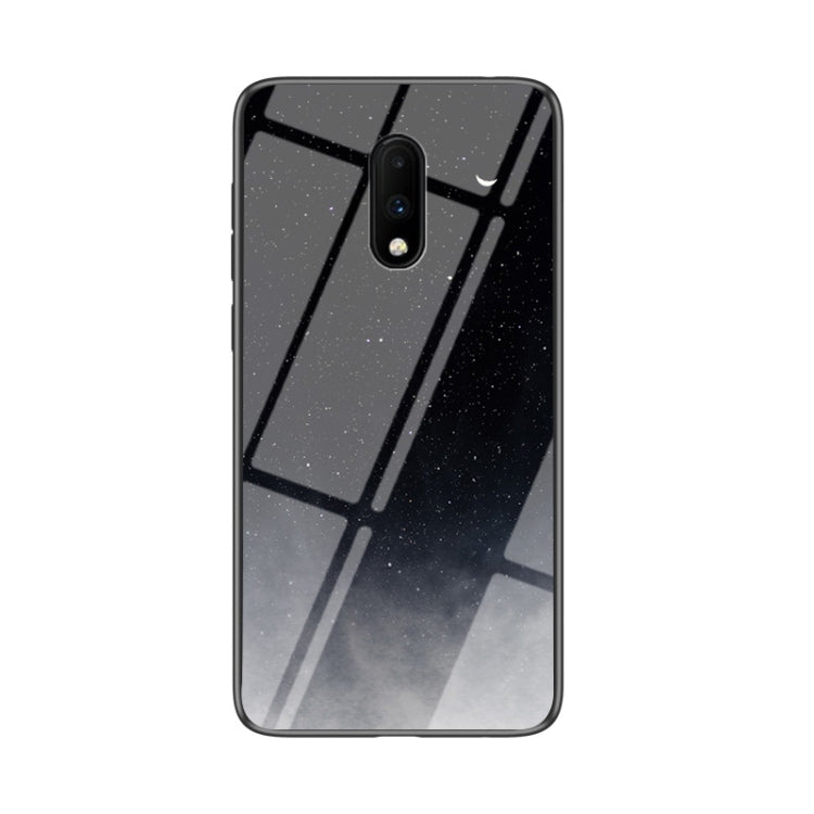 For OnePlus 7 Starry Sky Painted Tempered Glass TPU Shockproof Protective Case