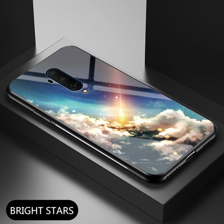 For OnePlus 7T Pro Starry Sky Painted Tempered Glass TPU Shockproof Protective Case