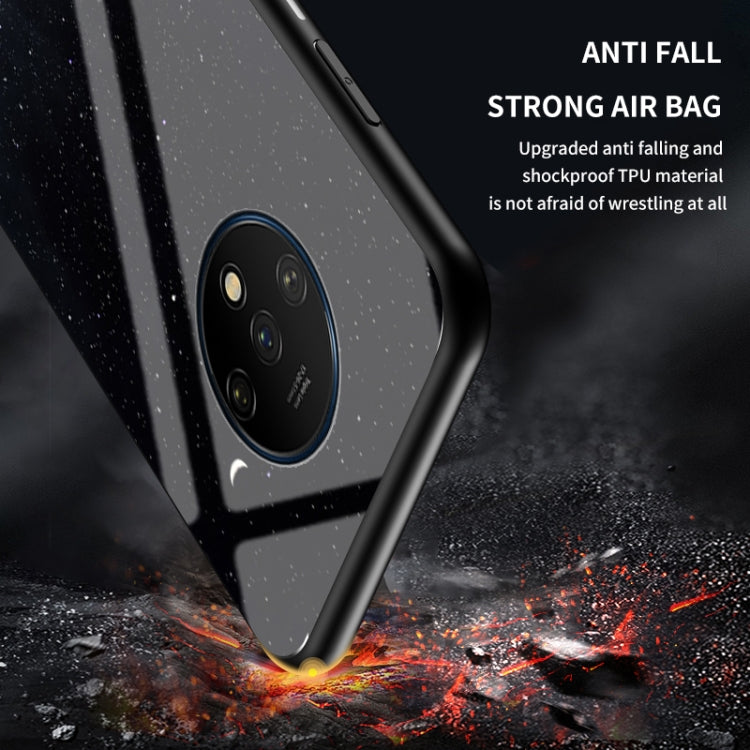 For OnePlus 7T Starry Sky Painted Tempered Glass TPU Shockproof Protective Case