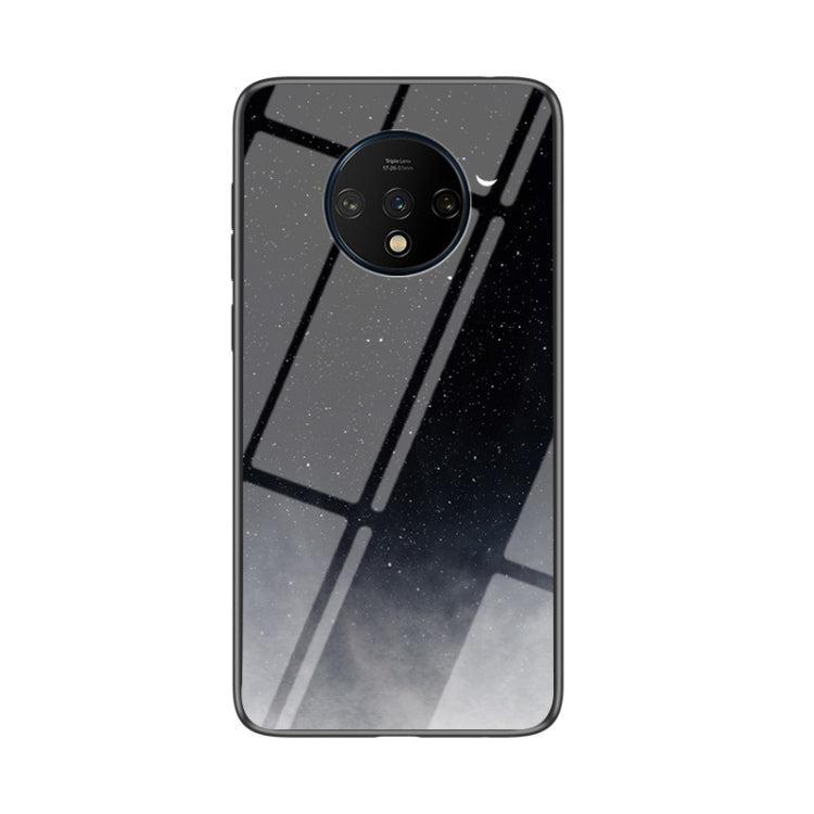 For OnePlus 7T Starry Sky Painted Tempered Glass TPU Shockproof Protective Case