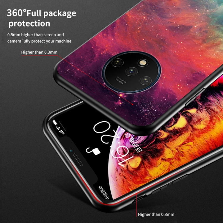 For OnePlus 7T Starry Sky Painted Tempered Glass TPU Shockproof Protective Case