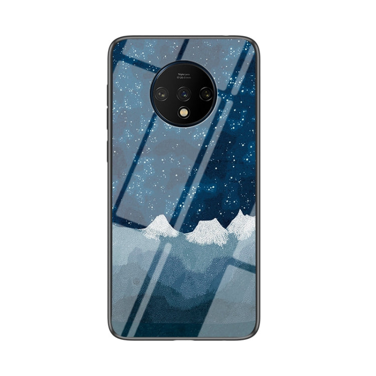 For OnePlus 7T Starry Sky Painted Tempered Glass TPU Shockproof Protective Case