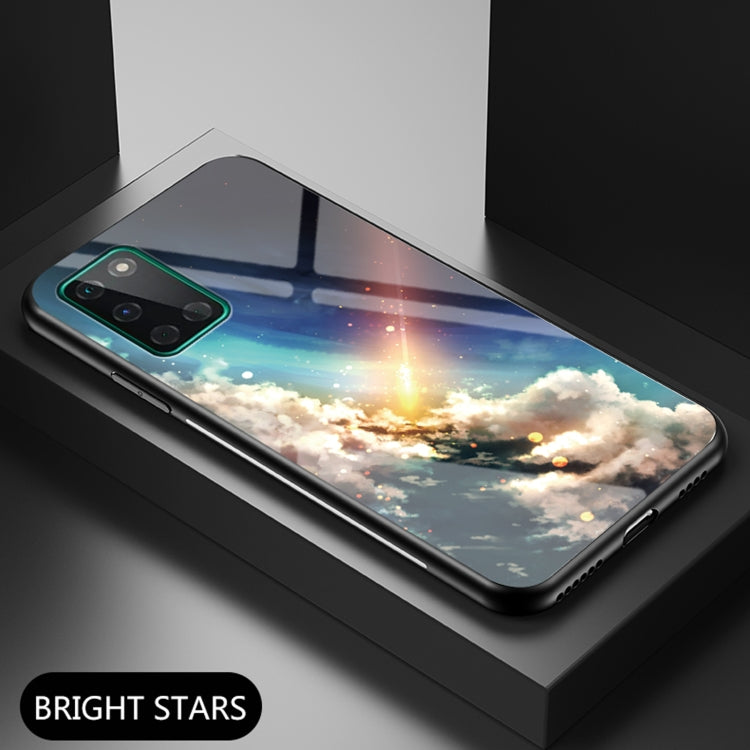 For OnePlus 8T Starry Sky Painted Tempered Glass TPU Shockproof Protective Case