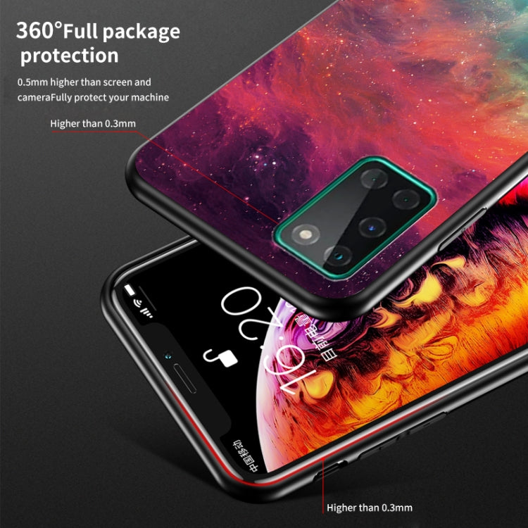 For OnePlus 8T Starry Sky Painted Tempered Glass TPU Shockproof Protective Case