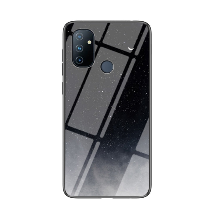 For OnePlus Nord N100 Starry Sky Painted Tempered Glass TPU Shockproof Protective Case