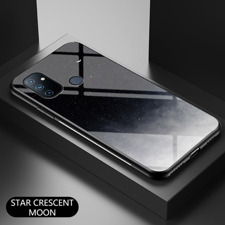 For OnePlus Nord N100 Starry Sky Painted Tempered Glass TPU Shockproof Protective Case
