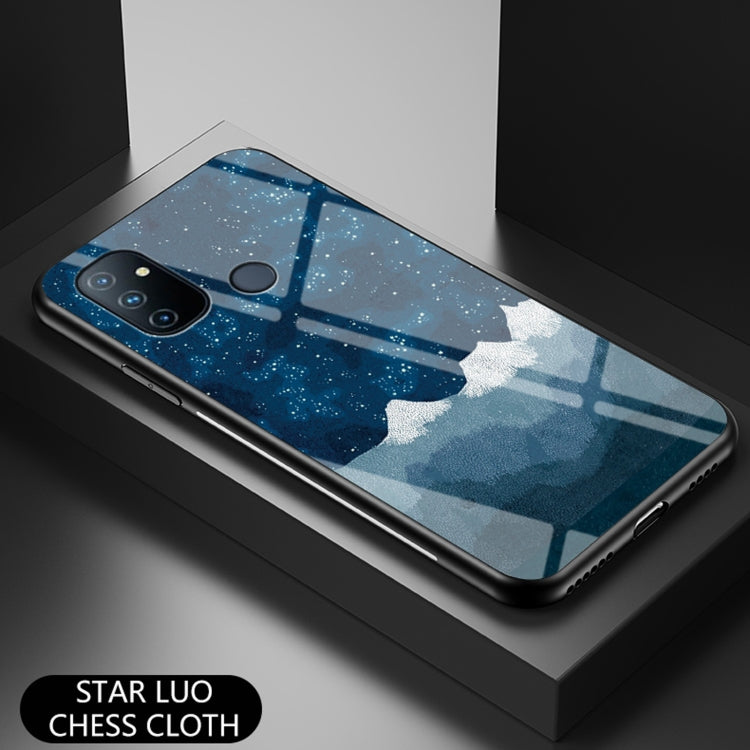 For OnePlus Nord N100 Starry Sky Painted Tempered Glass TPU Shockproof Protective Case