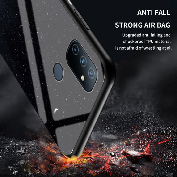 For OnePlus Nord N100 Starry Sky Painted Tempered Glass TPU Shockproof Protective Case