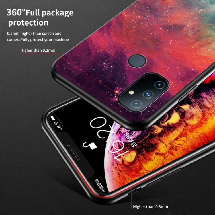 For OnePlus Nord N100 Starry Sky Painted Tempered Glass TPU Shockproof Protective Case