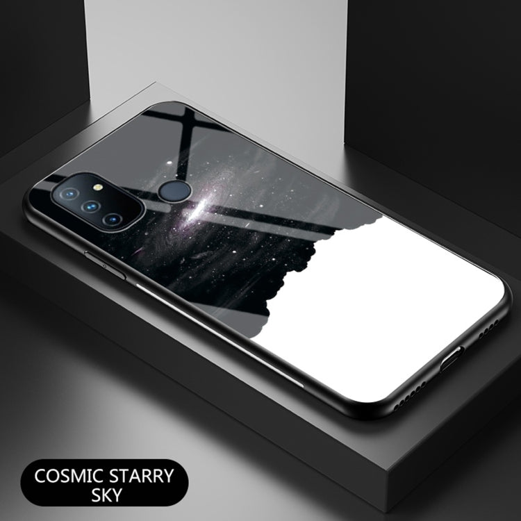 For OnePlus Nord N100 Starry Sky Painted Tempered Glass TPU Shockproof Protective Case