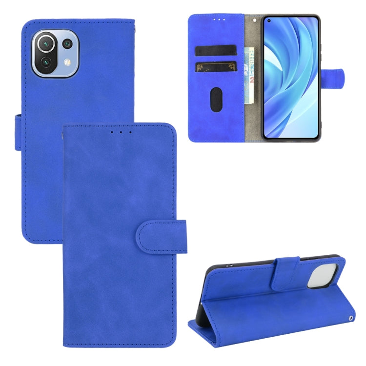 For Xiaomi Mi 11 Lite Solid Color Skin Feel Magnetic Buckle Horizontal Flip Calf Texture PU Leather Case with Holder & Card Slots & Wallet