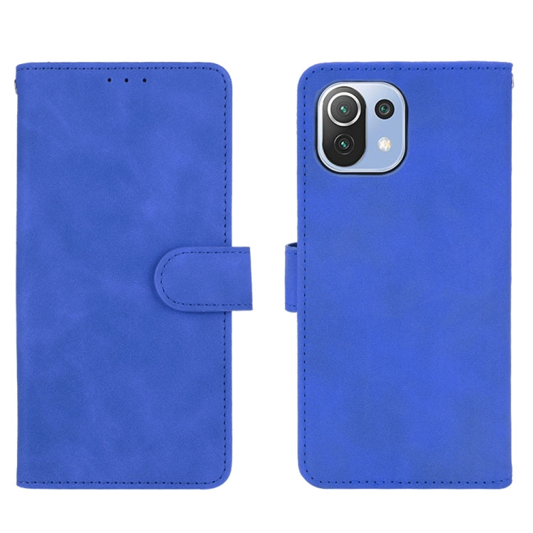 For Xiaomi Mi 11 Lite Solid Color Skin Feel Magnetic Buckle Horizontal Flip Calf Texture PU Leather Case with Holder & Card Slots & Wallet