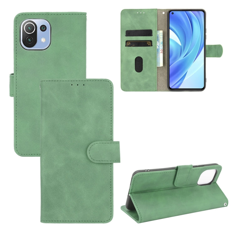 For Xiaomi Mi 11 Lite Solid Color Skin Feel Magnetic Buckle Horizontal Flip Calf Texture PU Leather Case with Holder & Card Slots & Wallet