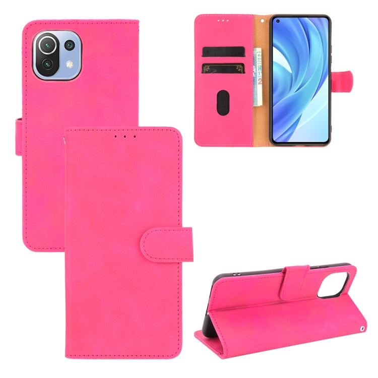 For Xiaomi Mi 11 Lite Solid Color Skin Feel Magnetic Buckle Horizontal Flip Calf Texture PU Leather Case with Holder & Card Slots & Wallet