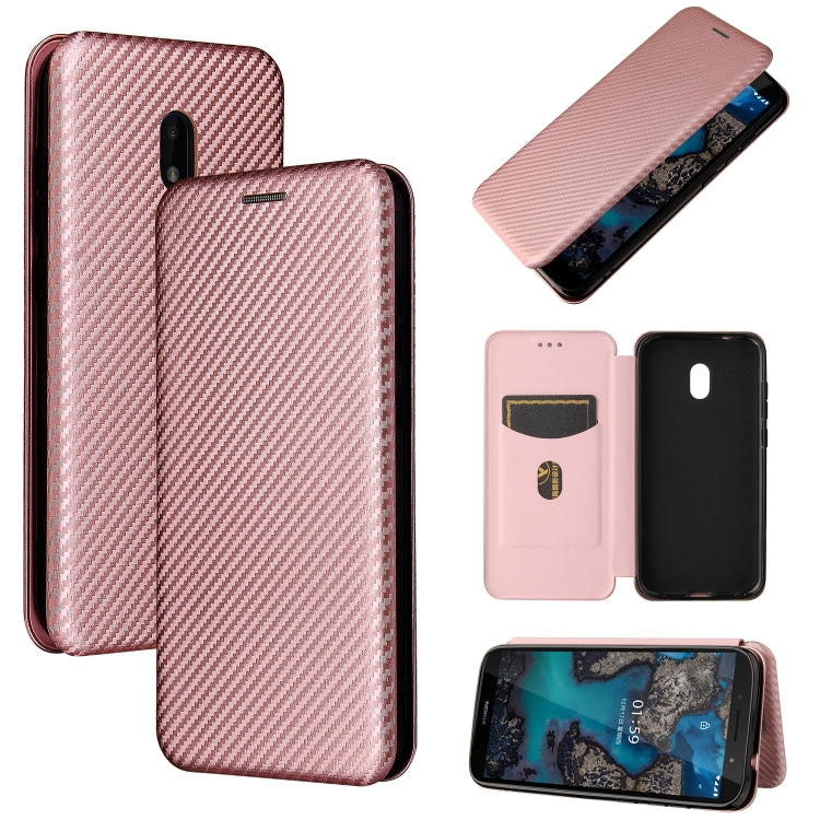 For Nokia C1 Plus Carbon Fiber Texture Horizontal Flip TPU + PC + PU Leather Case with Card Slot