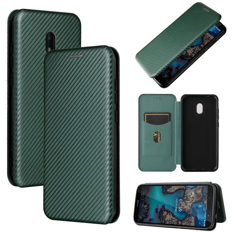 For Nokia C1 Plus Carbon Fiber Texture Horizontal Flip TPU + PC + PU Leather Case with Card Slot