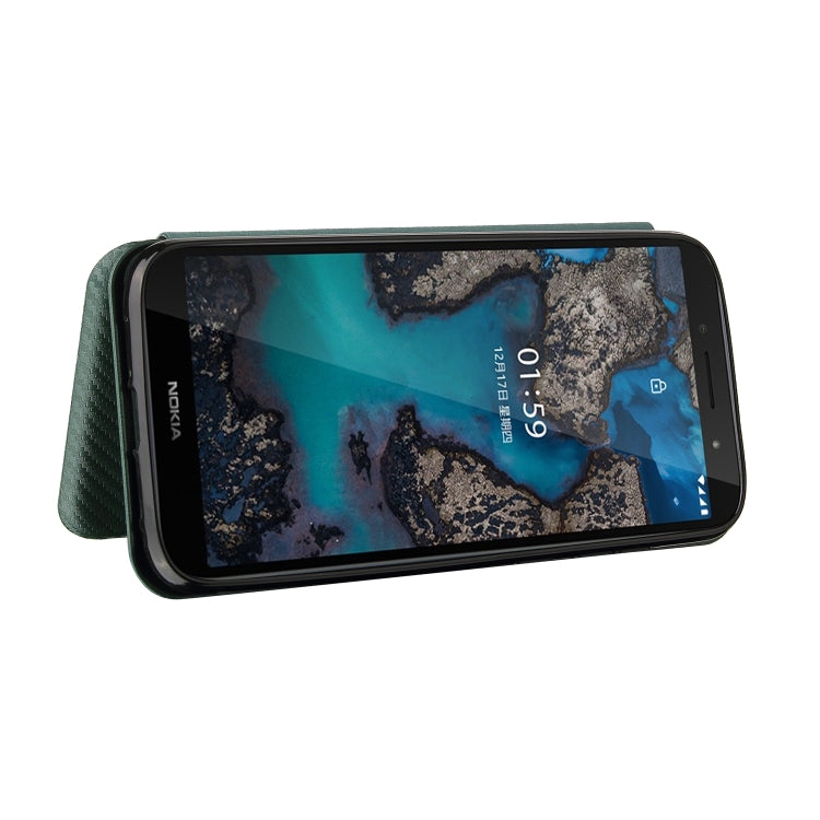 For Nokia C1 Plus Carbon Fiber Texture Horizontal Flip TPU + PC + PU Leather Case with Card Slot
