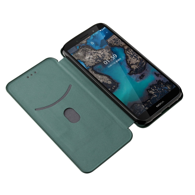 For Nokia C1 Plus Carbon Fiber Texture Horizontal Flip TPU + PC + PU Leather Case with Card Slot