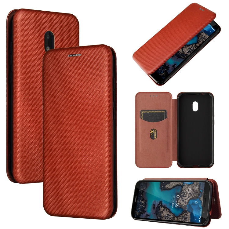 For Nokia C1 Plus Carbon Fiber Texture Horizontal Flip TPU + PC + PU Leather Case with Card Slot