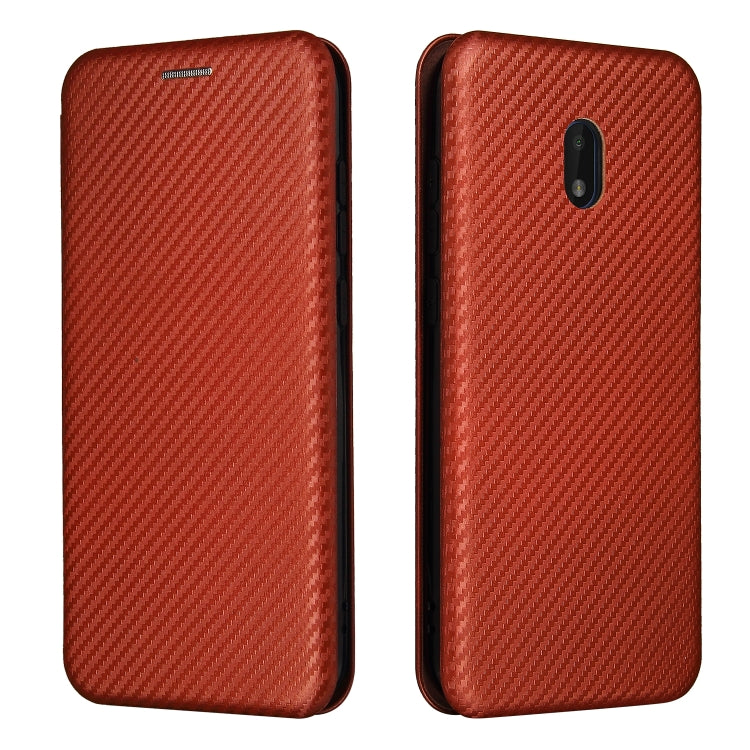 For Nokia C1 Plus Carbon Fiber Texture Horizontal Flip TPU + PC + PU Leather Case with Card Slot