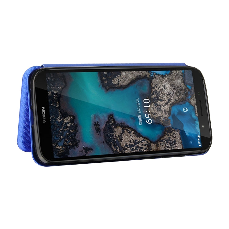 For Nokia C1 Plus Carbon Fiber Texture Horizontal Flip TPU + PC + PU Leather Case with Card Slot