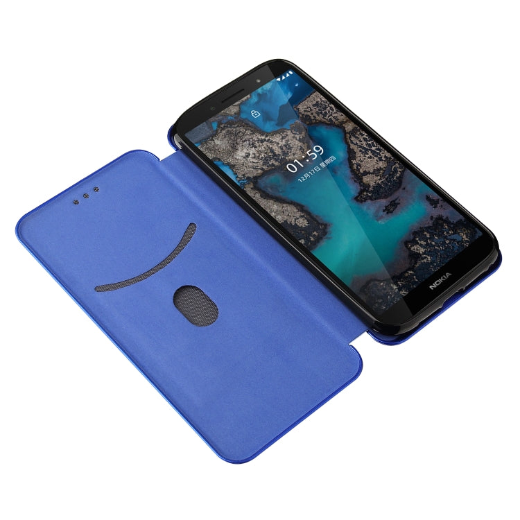 For Nokia C1 Plus Carbon Fiber Texture Horizontal Flip TPU + PC + PU Leather Case with Card Slot