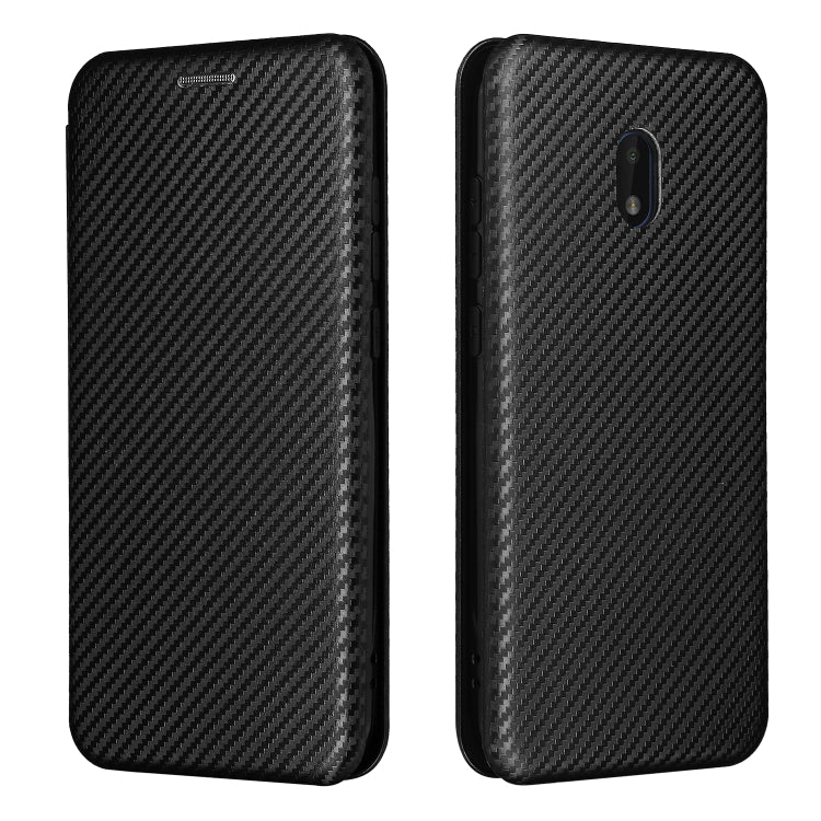For Nokia C1 Plus Carbon Fiber Texture Horizontal Flip TPU + PC + PU Leather Case with Card Slot