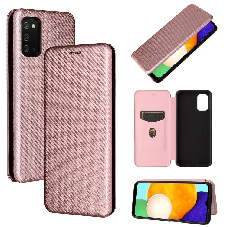 For Samsung Galaxy A03s Carbon Fiber Texture Horizontal Flip TPU + PC + PU Leather Case with Card Slot
