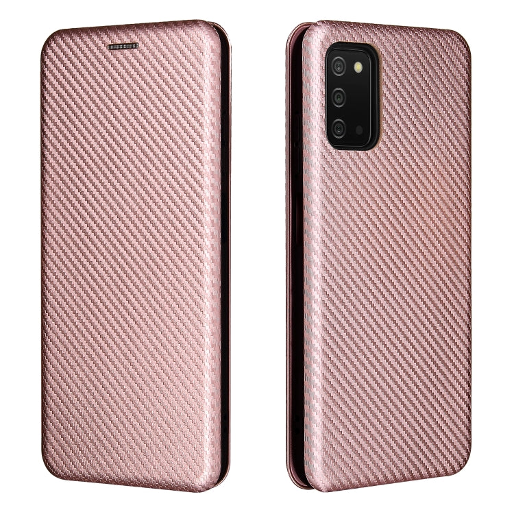 For Samsung Galaxy A03s Carbon Fiber Texture Horizontal Flip TPU + PC + PU Leather Case with Card Slot
