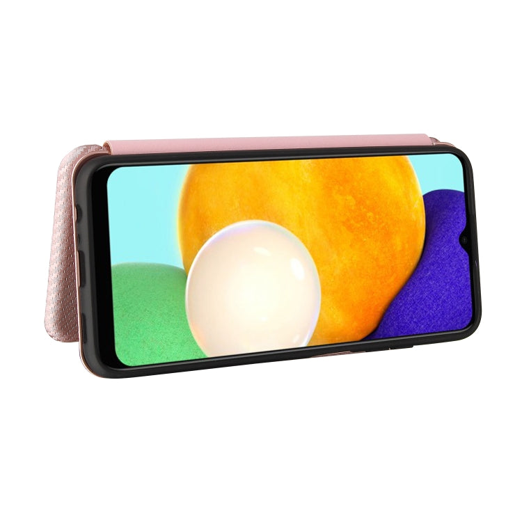 For Samsung Galaxy A03s Carbon Fiber Texture Horizontal Flip TPU + PC + PU Leather Case with Card Slot