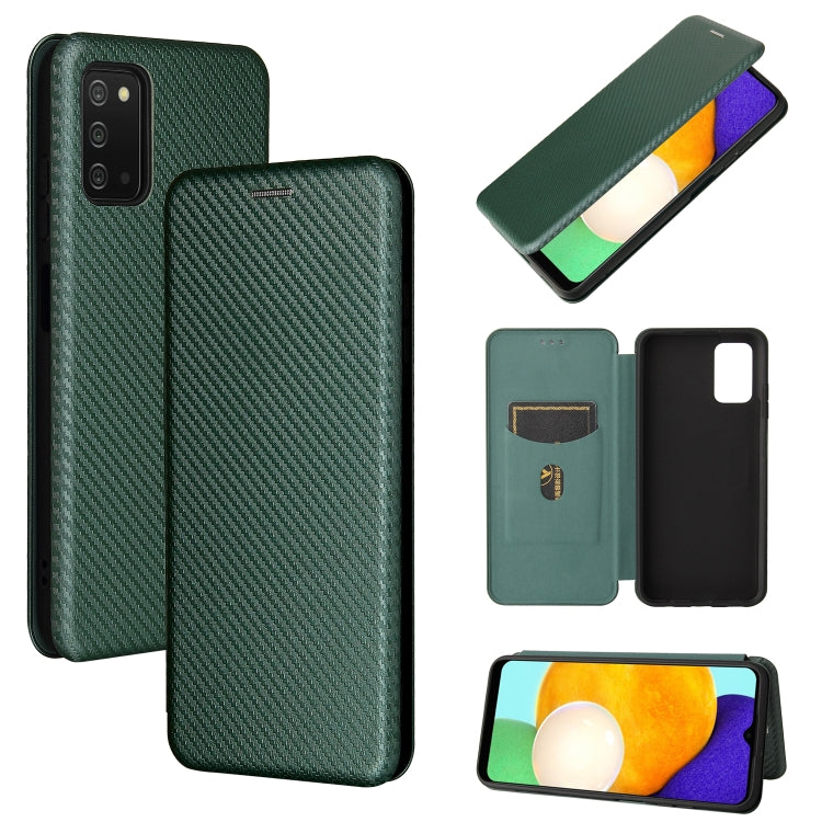For Samsung Galaxy A03s Carbon Fiber Texture Horizontal Flip TPU + PC + PU Leather Case with Card Slot