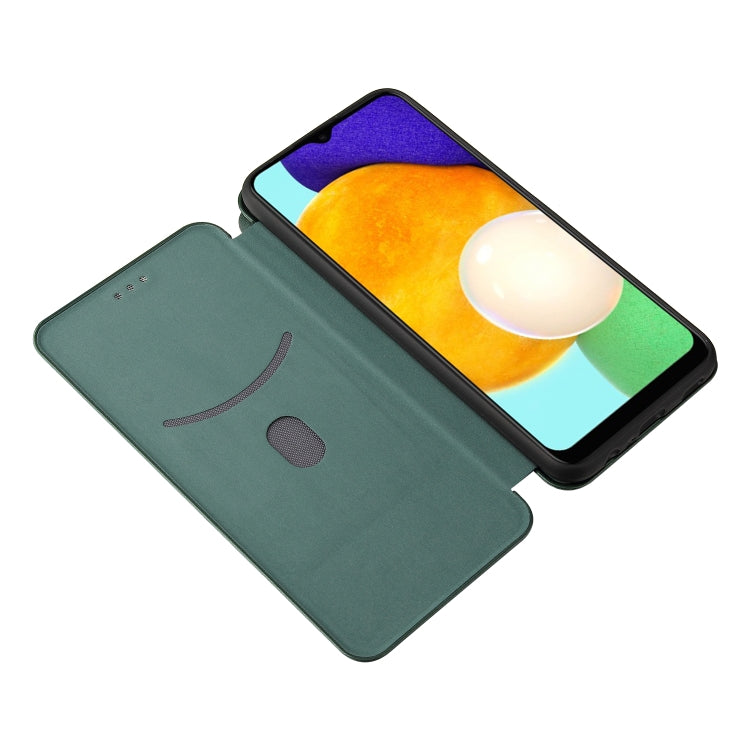 For Samsung Galaxy A03s Carbon Fiber Texture Horizontal Flip TPU + PC + PU Leather Case with Card Slot