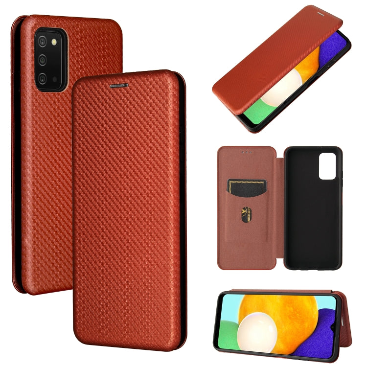 For Samsung Galaxy A03s Carbon Fiber Texture Horizontal Flip TPU + PC + PU Leather Case with Card Slot