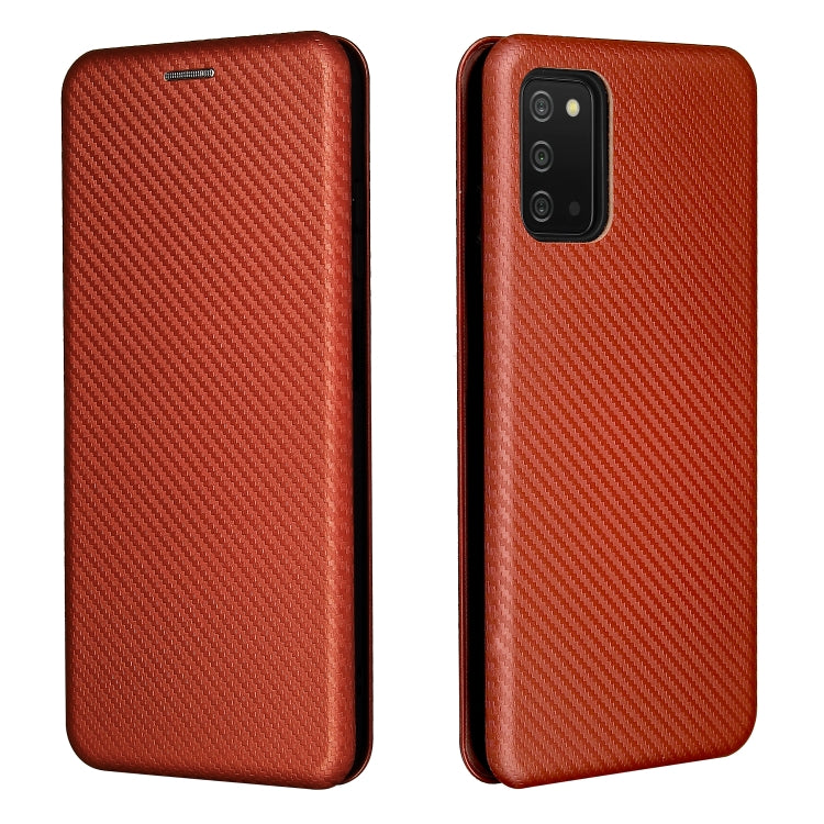 For Samsung Galaxy A03s Carbon Fiber Texture Horizontal Flip TPU + PC + PU Leather Case with Card Slot