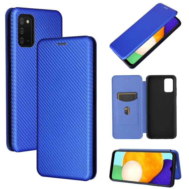 For Samsung Galaxy A03s Carbon Fiber Texture Horizontal Flip TPU + PC + PU Leather Case with Card Slot