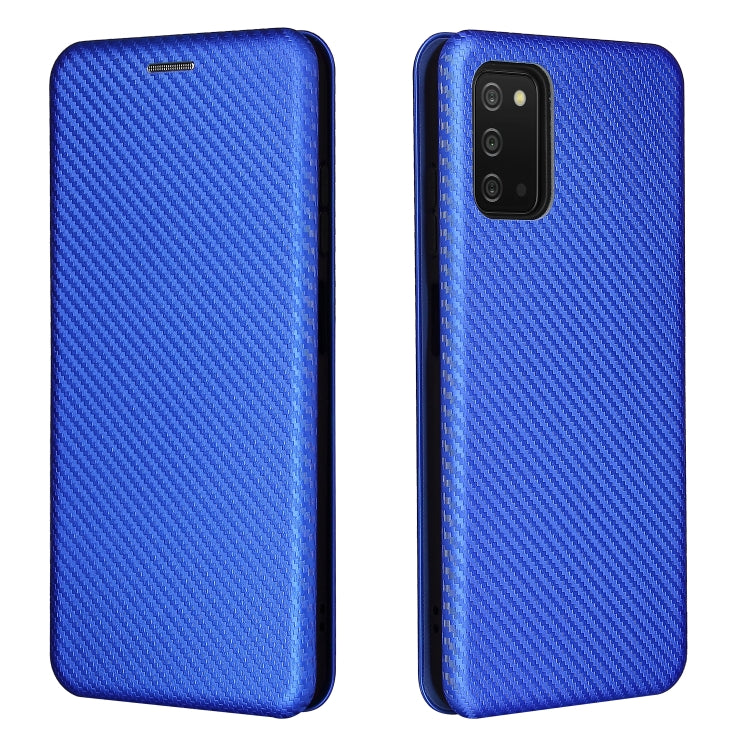 For Samsung Galaxy A03s Carbon Fiber Texture Horizontal Flip TPU + PC + PU Leather Case with Card Slot