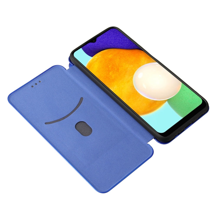 For Samsung Galaxy A03s Carbon Fiber Texture Horizontal Flip TPU + PC + PU Leather Case with Card Slot