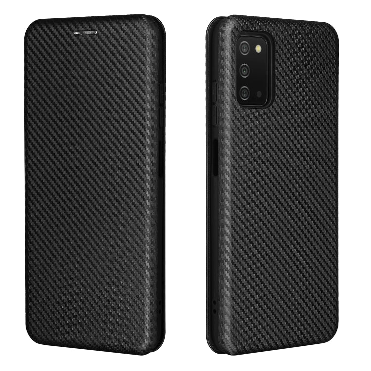 For Samsung Galaxy A03s Carbon Fiber Texture Horizontal Flip TPU + PC + PU Leather Case with Card Slot