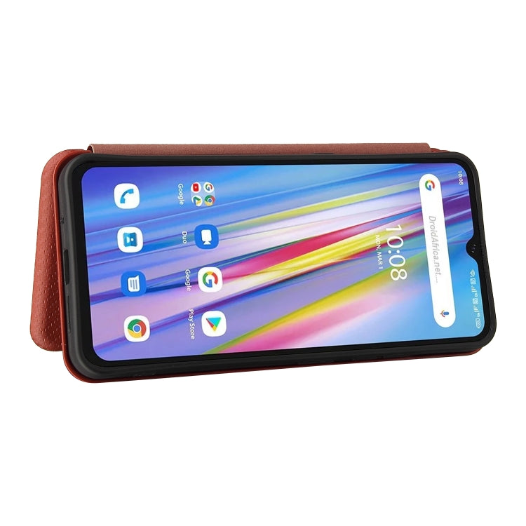 For UMIDIGI A11 Carbon Fiber Texture Horizontal Flip TPU + PC + PU Leather Case with Card Slot
