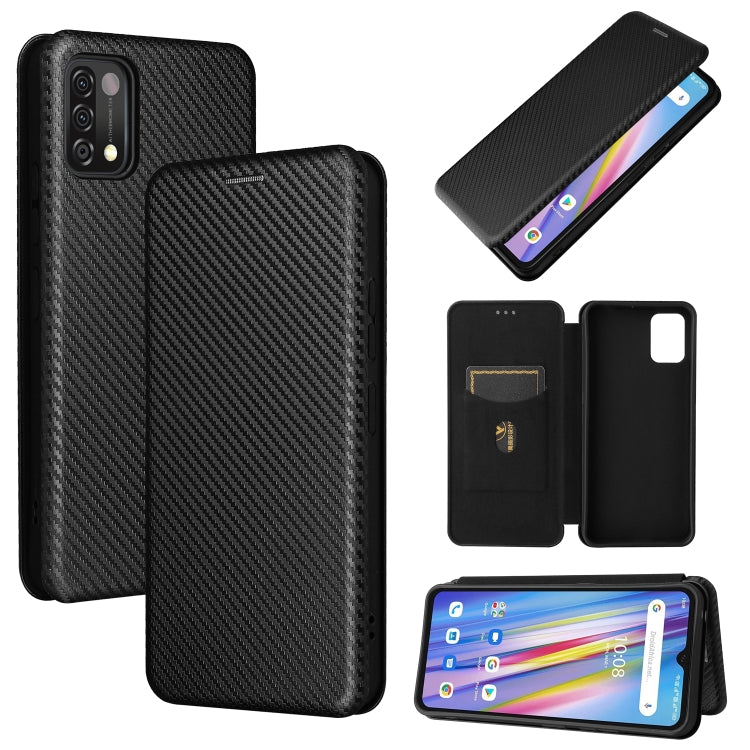 For UMIDIGI A11 Carbon Fiber Texture Horizontal Flip TPU + PC + PU Leather Case with Card Slot