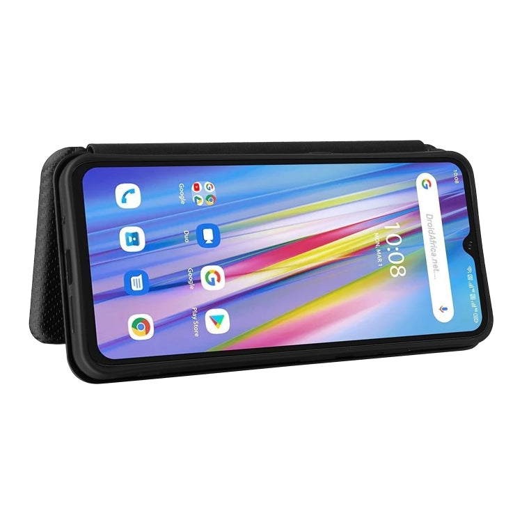 For UMIDIGI A11 Carbon Fiber Texture Horizontal Flip TPU + PC + PU Leather Case with Card Slot