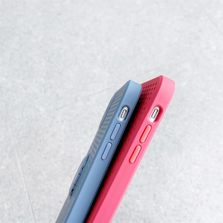 For iPhone 11 Heat Dissipation Cooling Holes Liquid Silicone Straight Edge Shockproof Case with Ring Holder & Strap