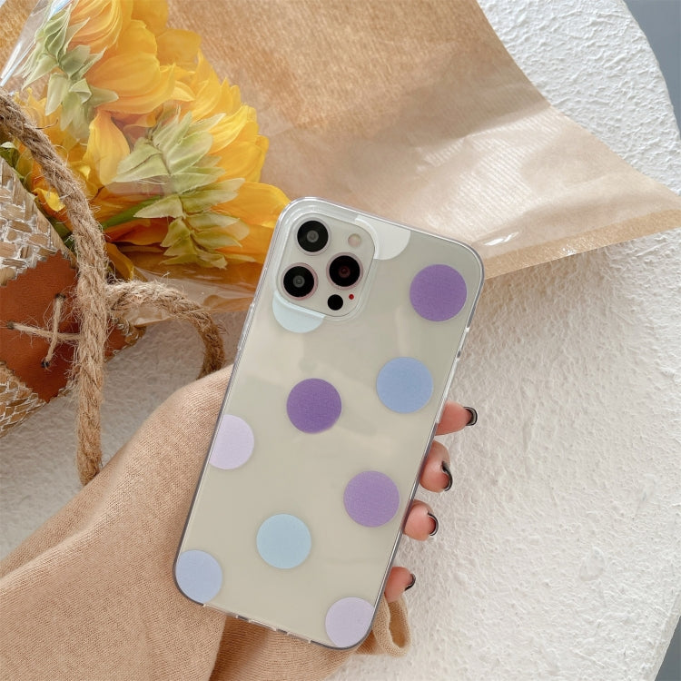 For iPhone 12 / 12 Pro Colorful Dot Pattern TPU Straight Edge Shockproof Case