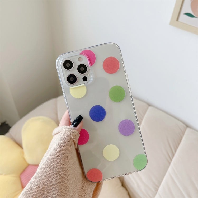 For iPhone 12 / 12 Pro Colorful Dot Pattern TPU Straight Edge Shockproof Case