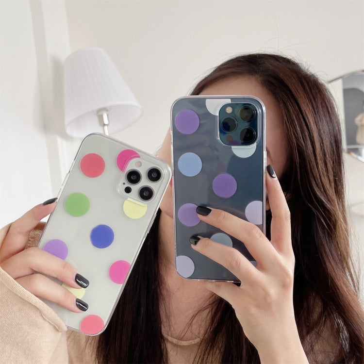 For iPhone 11 Colorful Dot Pattern TPU Straight Edge Shockproof Case