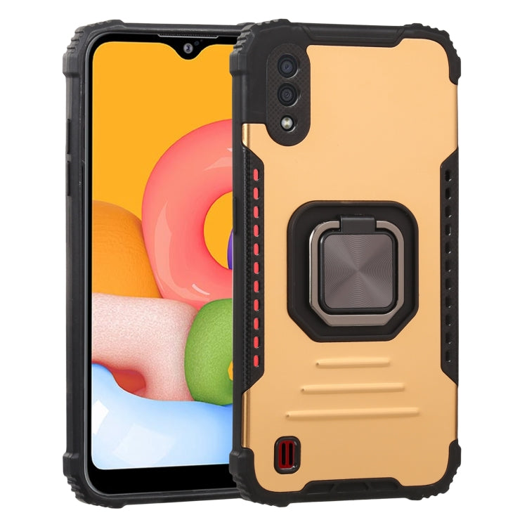 For Samsung Galaxy A10s / M01s Fierce Warrior Series Armor All-inclusive Shockproof Aluminum Alloy + TPU Protective Case with Ring Holder