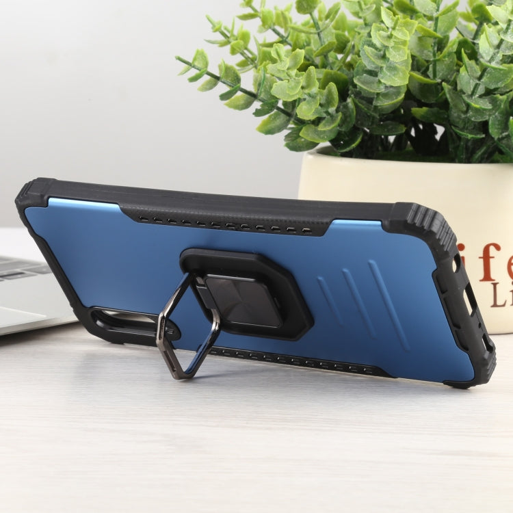 For Samsung Galaxy A21 Fierce Warrior Series Armor All-inclusive Shockproof Aluminum Alloy + TPU Protective Case with Ring Holder