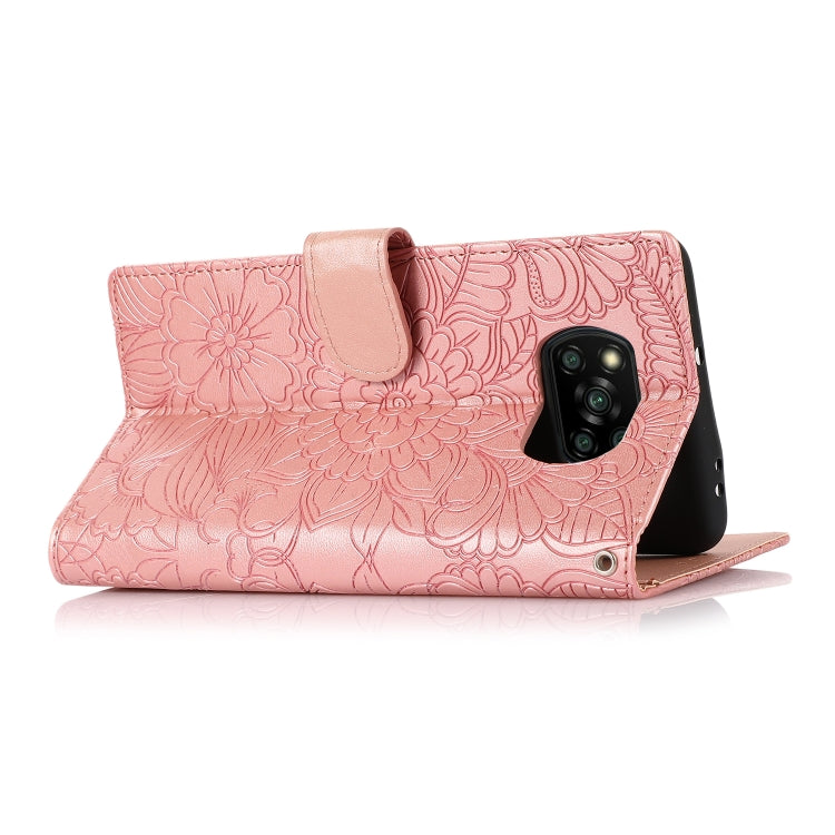 For Xiaomi POCO X3 NFC / X3 Pro / X3 Skin Feel Embossed Sunflower Horizontal Flip Leather Case with Holder & Card Slots & Wallet & Lanyard