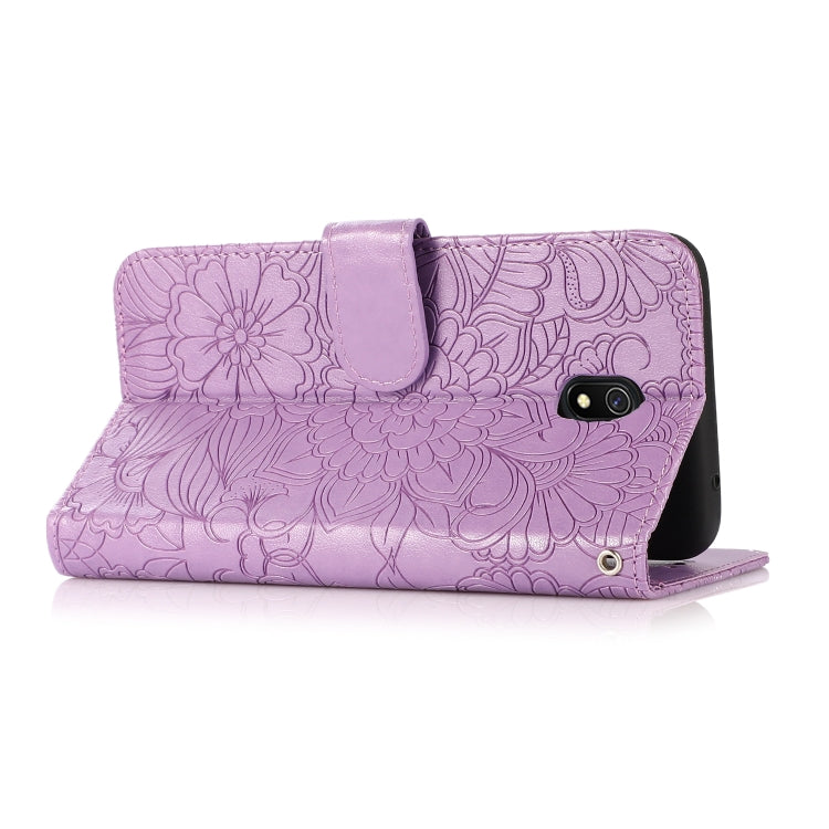 For Xiaomi Redmi 8A Skin Feel Embossed Sunflower Horizontal Flip Leather Case with Holder & Card Slots & Wallet & Lanyard